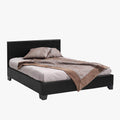 ROMA Lit double en simili cuir noir 160x200 cm