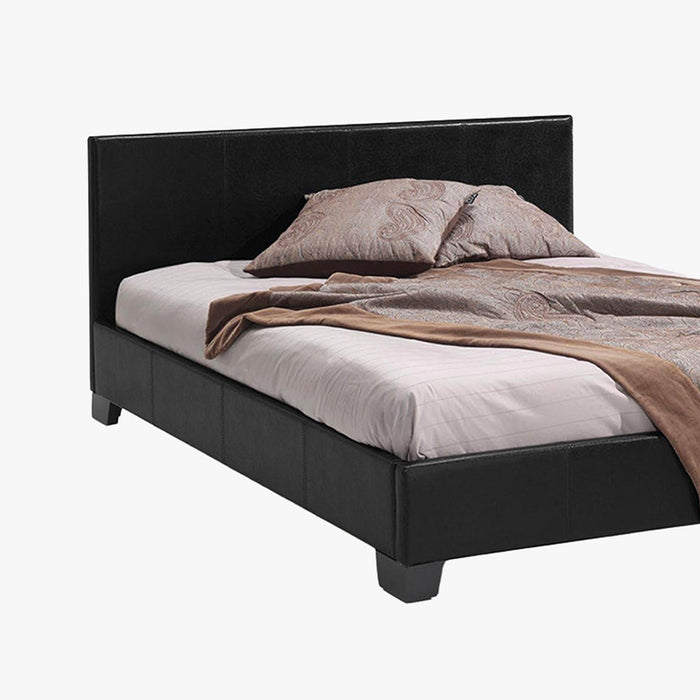 ROMA Lit double en simili cuir noir 160x200 cm
