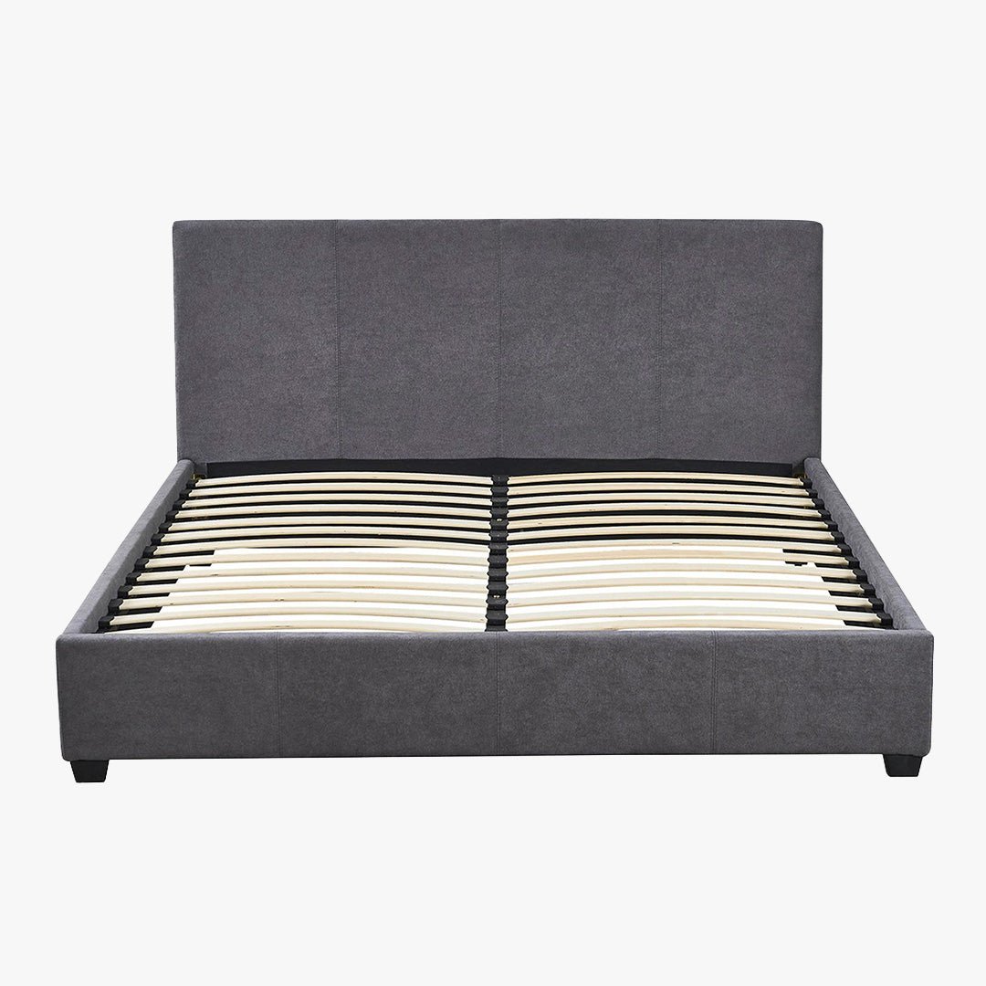 ROMA TISSU Lit double en tissu gris 140x200 cm - Lits - Mobilier Deco