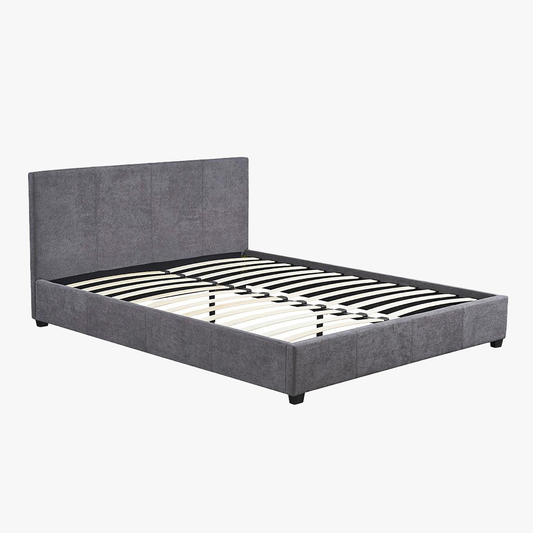 ROMA TISSU Lit double en tissu gris 160x200 cm - Lits - Mobilier Deco