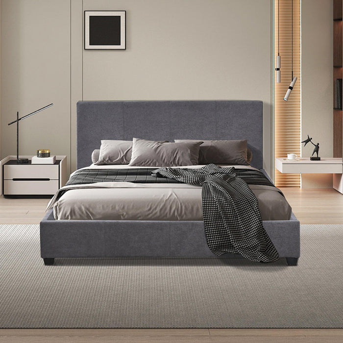 ROMA TISSU Lit double en tissu gris 160x200 cm