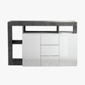 RONICA Buffet 2 portes 3 tiroirs gris et blanc