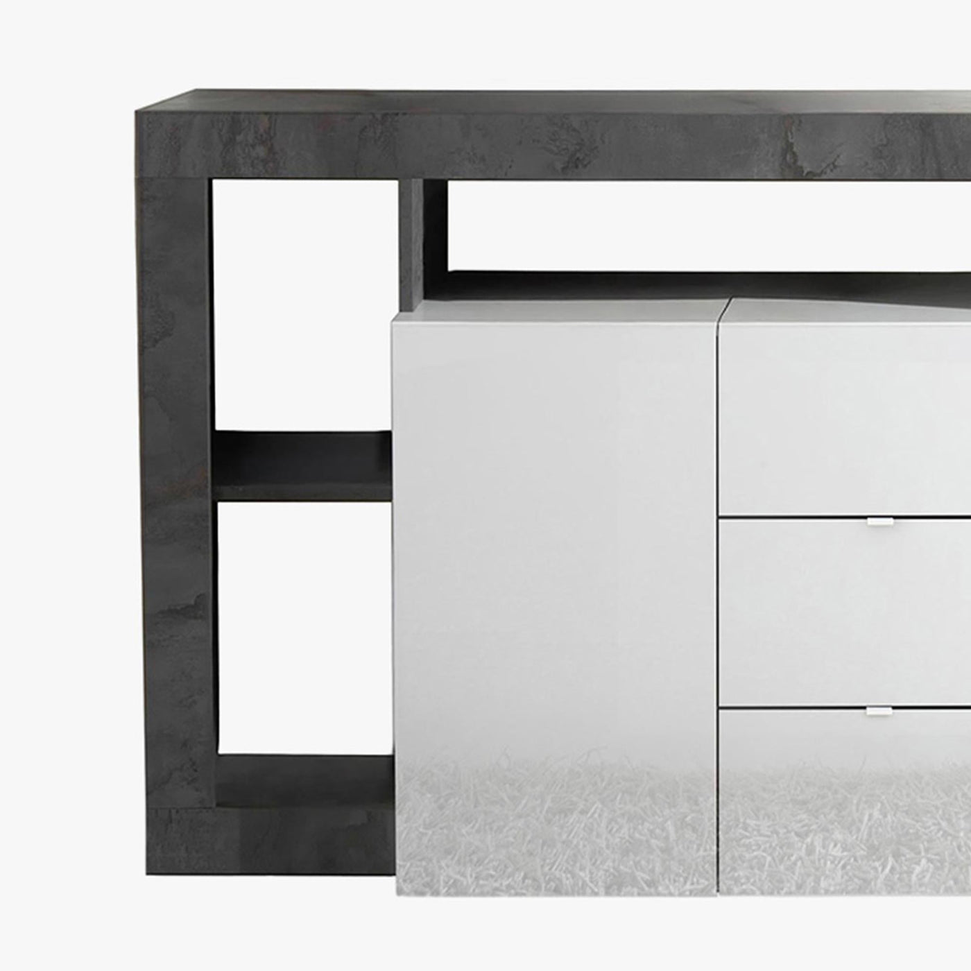 RONICA Buffet 2 portes 3 tiroirs gris et blanc - Buffet - Mobilier Deco