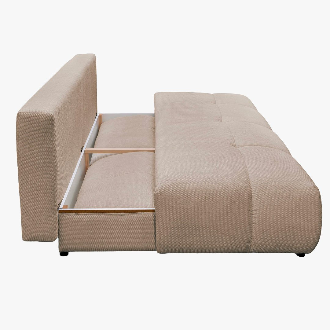 ROSA Canapé 3 places convertible avec coffre en tissu beige - Canapés convertibles - Mobilier Deco