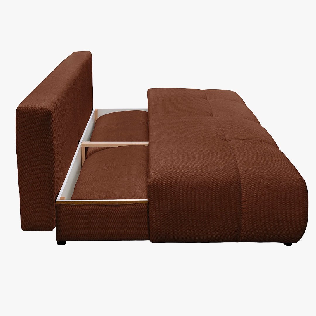 ROSA Canapé 3 places convertible avec coffre en tissu terracotta - Canapés convertibles - Mobilier Deco