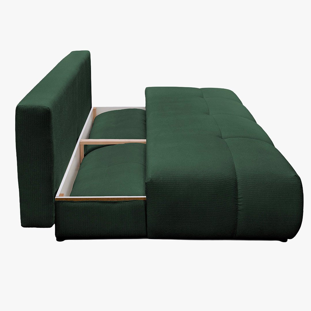 ROSA Canapé 3 places convertible avec coffre en tissu vert - Canapés convertibles - Mobilier Deco