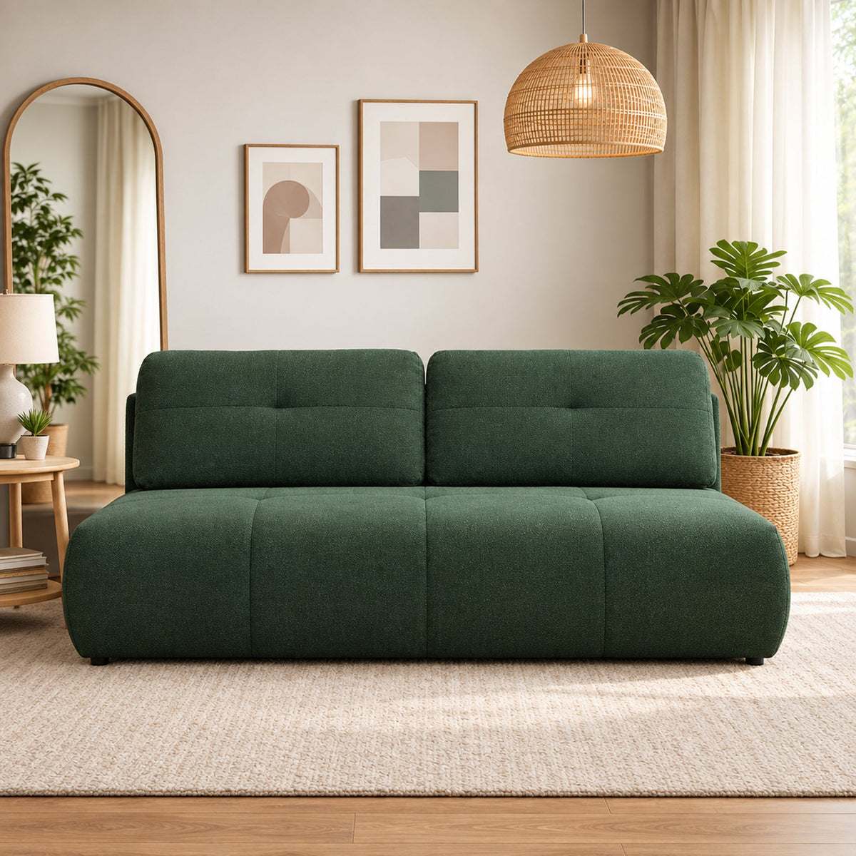 ROSA Canapé 3 places convertible avec coffre en tissu vert - Canapés convertibles - Mobilier Deco