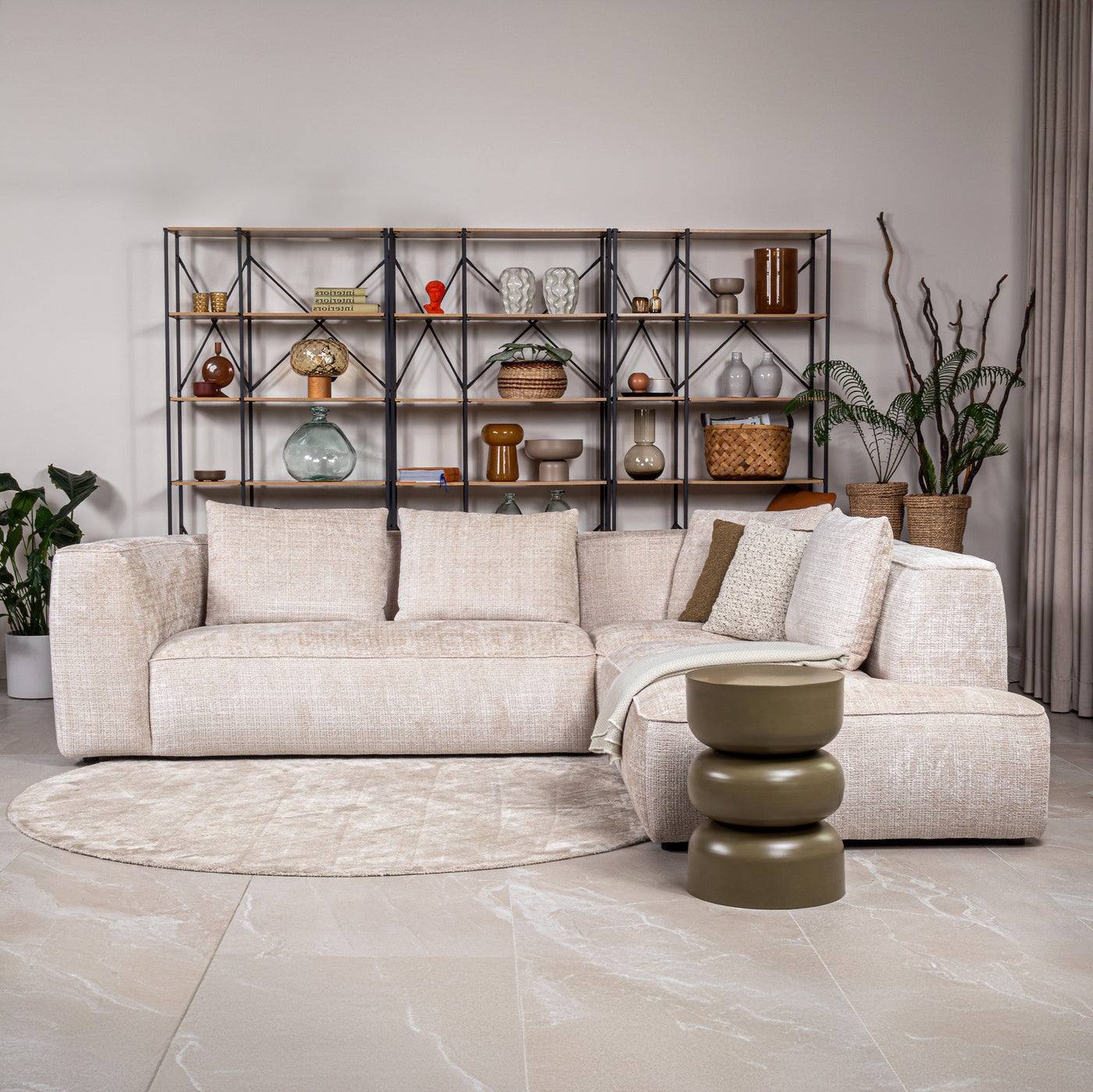 ROSIE Canapé d'angle en tissu beige - Angle droit - Canapés d'angle - Mobilier Deco