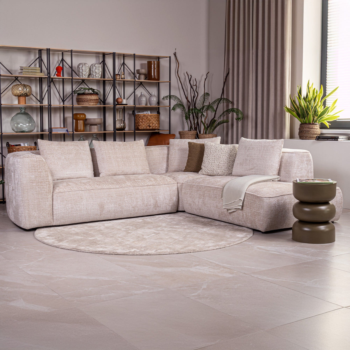 ROSIE Canapé d'angle en tissu beige - Angle droit - Canapés d'angle - Mobilier Deco