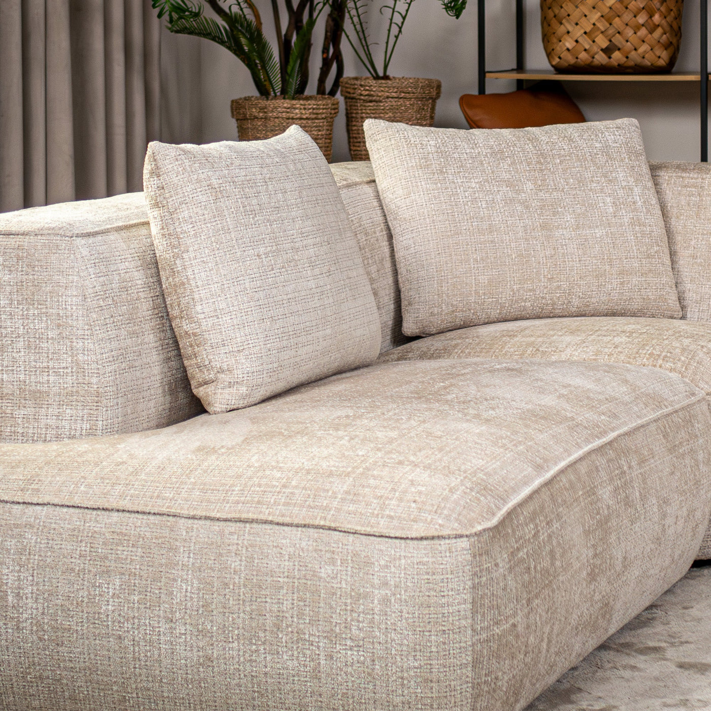 ROSIE Canapé d'angle en tissu beige - Angle droit - Canapés d'angle - Mobilier Deco