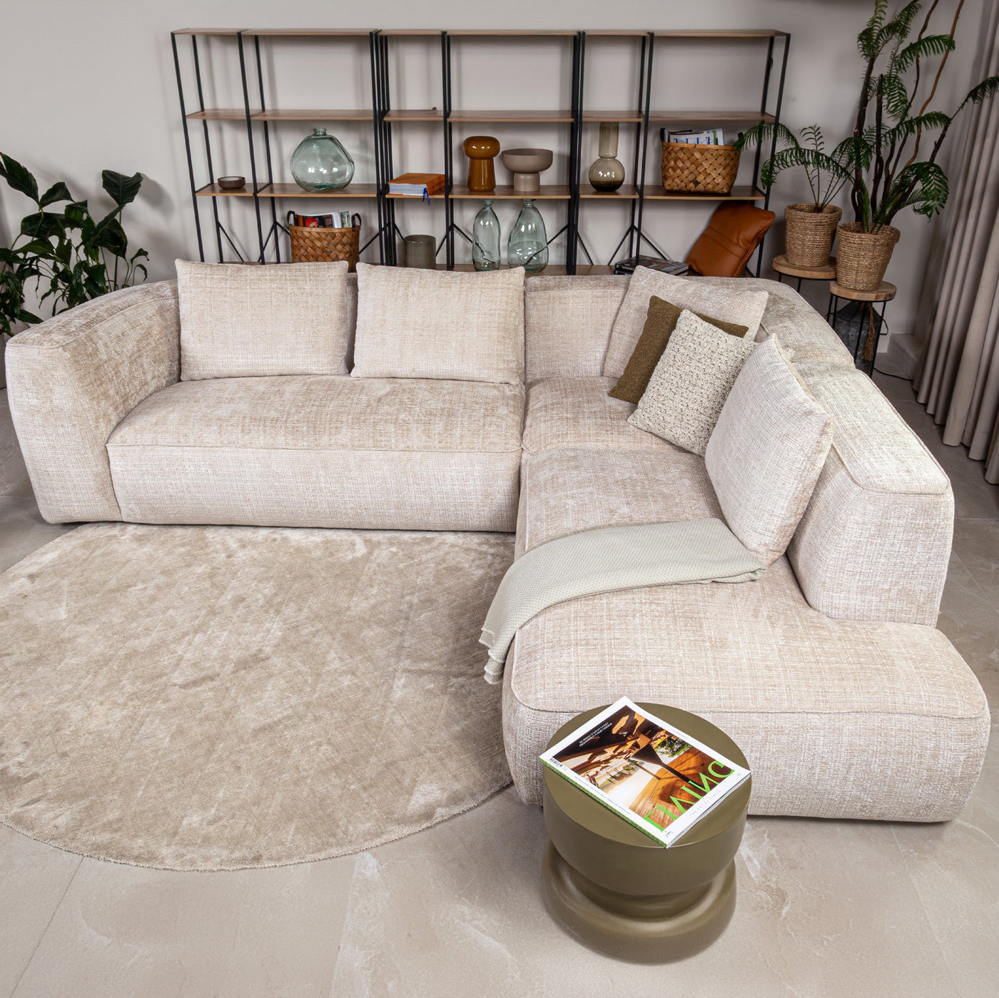 ROSIE Canapé d'angle en tissu beige - Angle droit - Canapés d'angle - Mobilier Deco