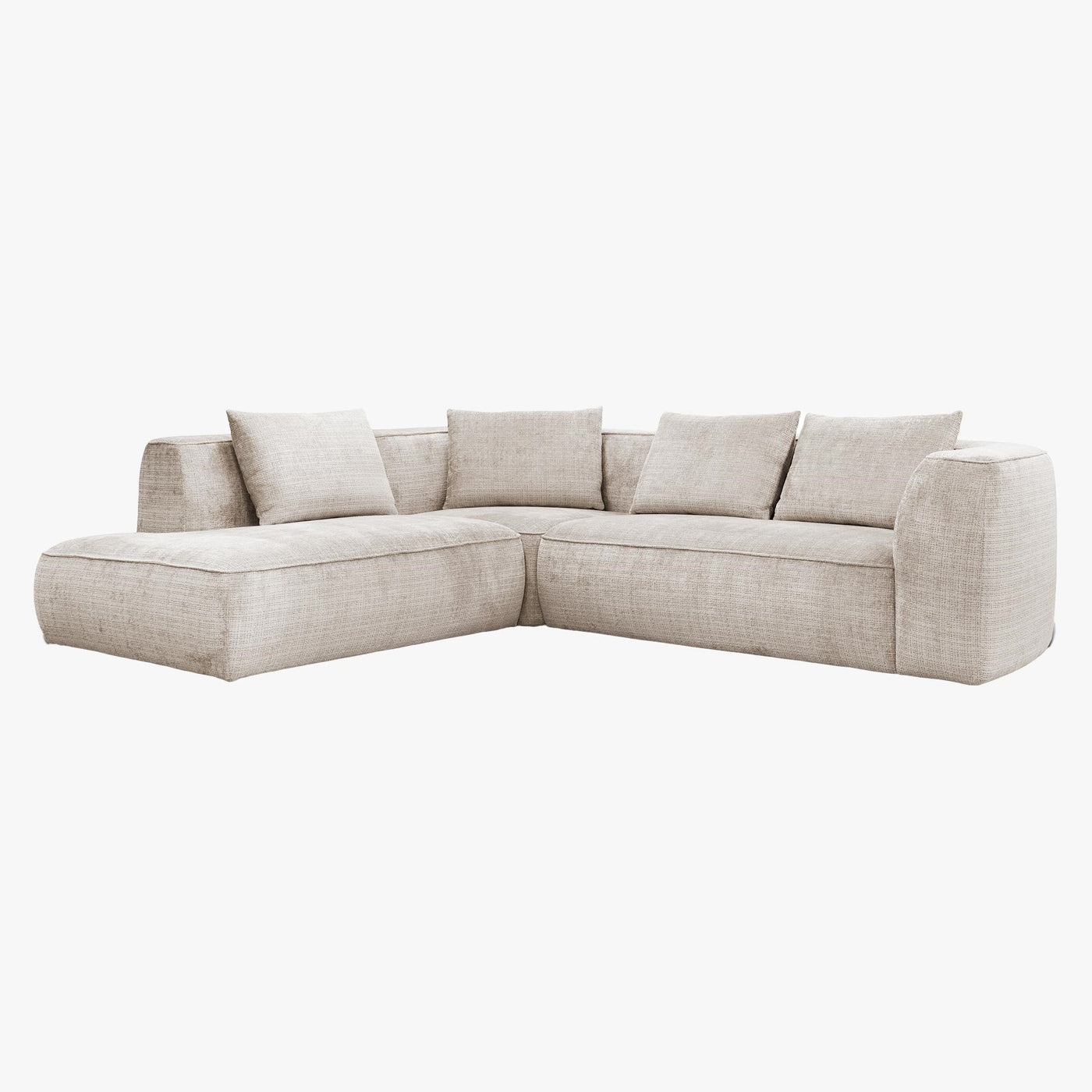 ROSIE Canapé d'angle en tissu beige - Angle gauche - Canapés d'angle - Mobilier Deco