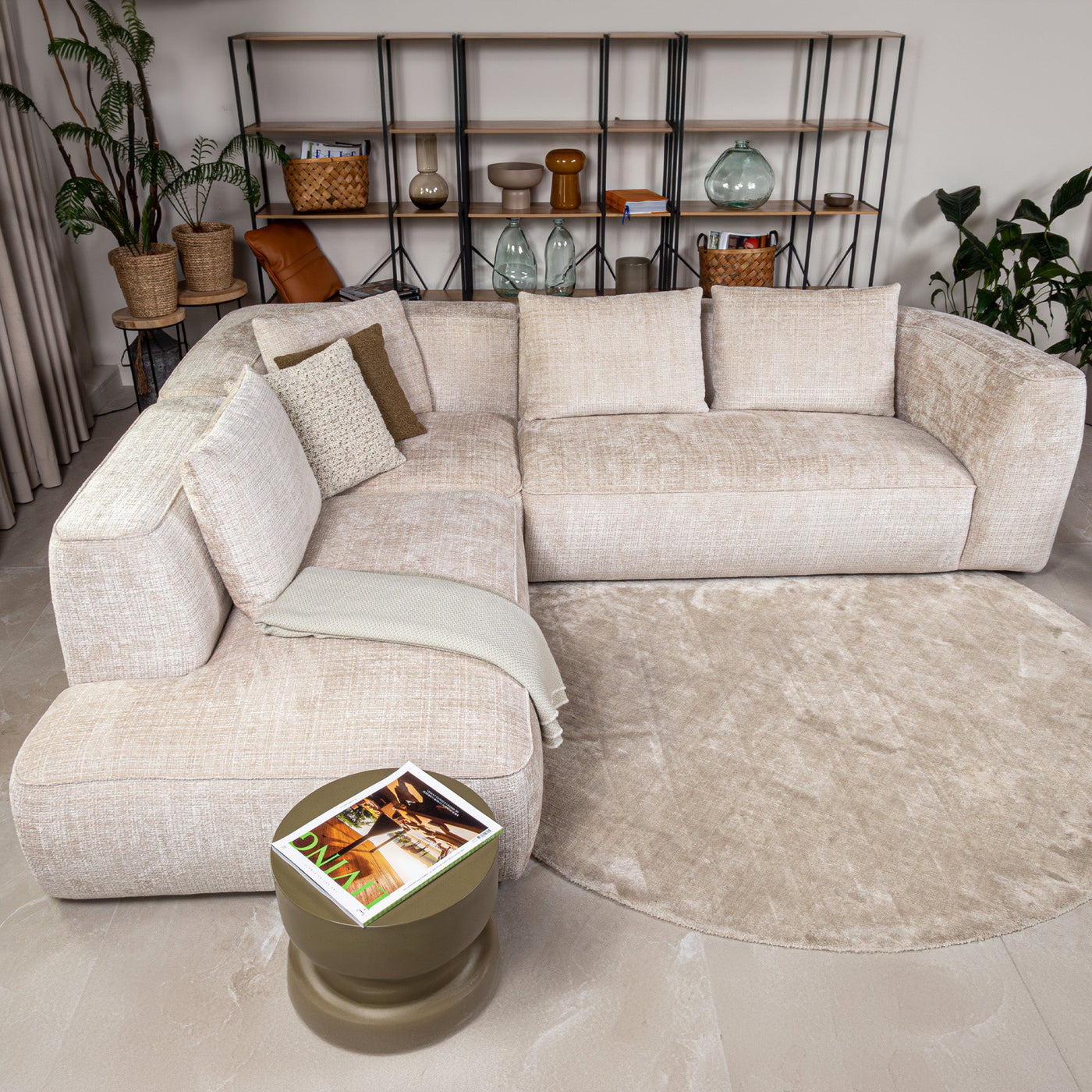 ROSIE Canapé d'angle en tissu beige - Angle gauche - Canapés d'angle - Mobilier Deco