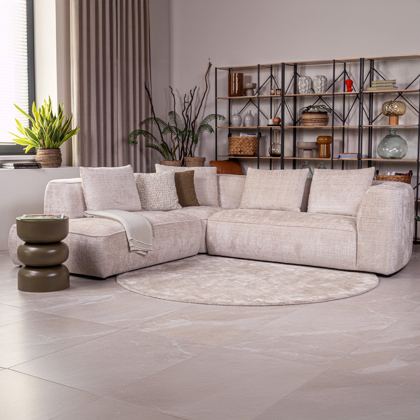 ROSIE Canapé d'angle en tissu beige - Angle gauche - Canapés d'angle - Mobilier Deco