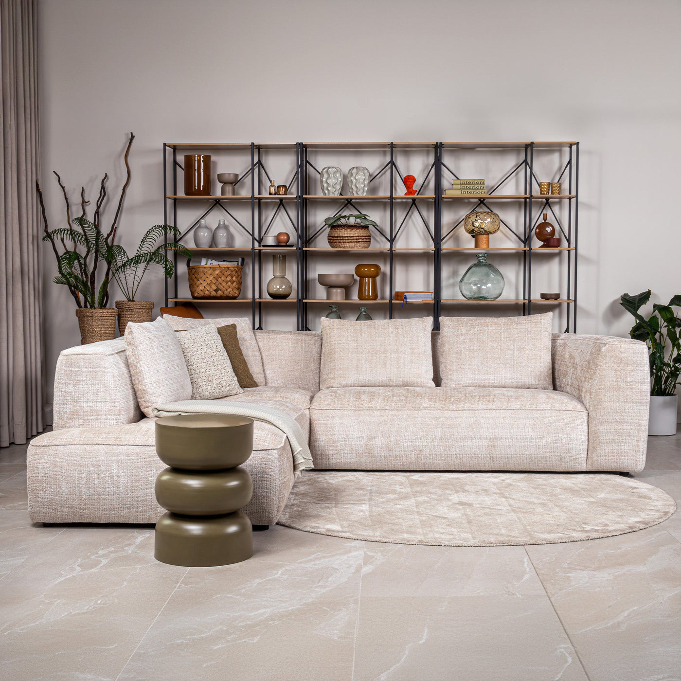 ROSIE Canapé d'angle en tissu beige - Angle gauche - Canapés d'angle - Mobilier Deco