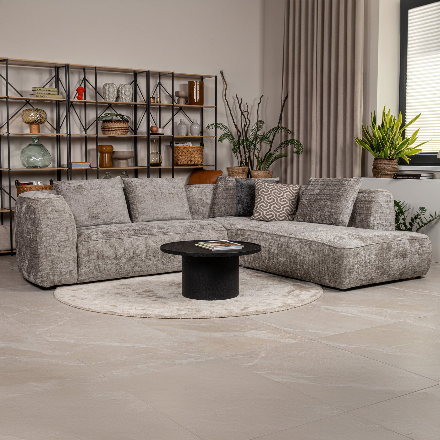ROSIE Canapé d'angle en tissu gris - Angle droit - Canapés d'angle - Mobilier Deco