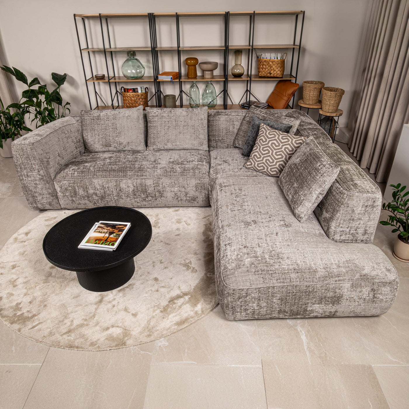 ROSIE Canapé d'angle en tissu gris - Angle droit - Canapés d'angle - Mobilier Deco