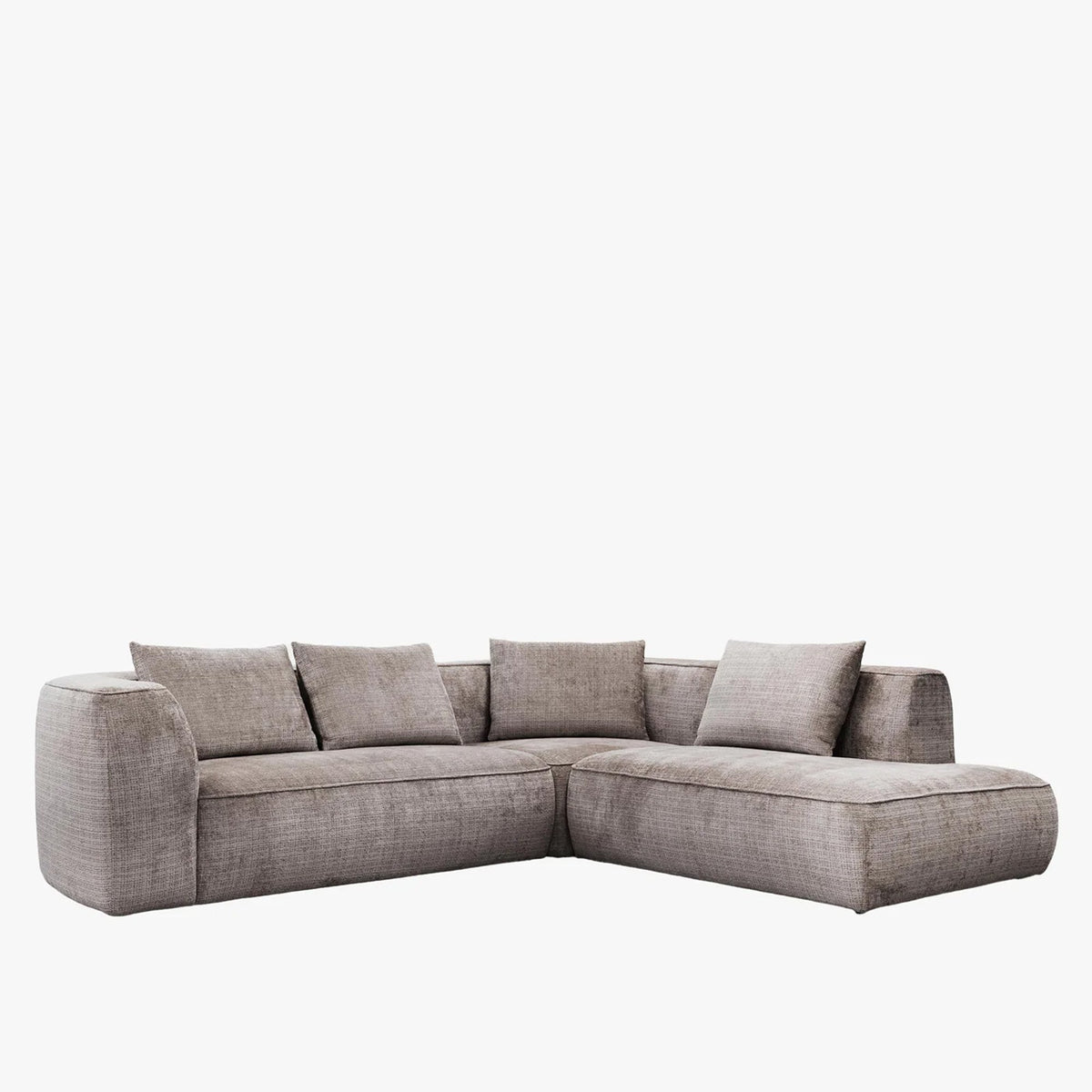 ROSIE Canapé d'angle en tissu gris - Angle droit - Canapés d'angle - Mobilier Deco