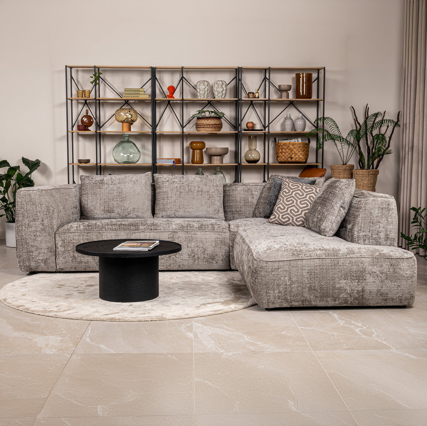 ROSIE Canapé d'angle en tissu gris - Angle droit - Canapés d'angle - Mobilier Deco