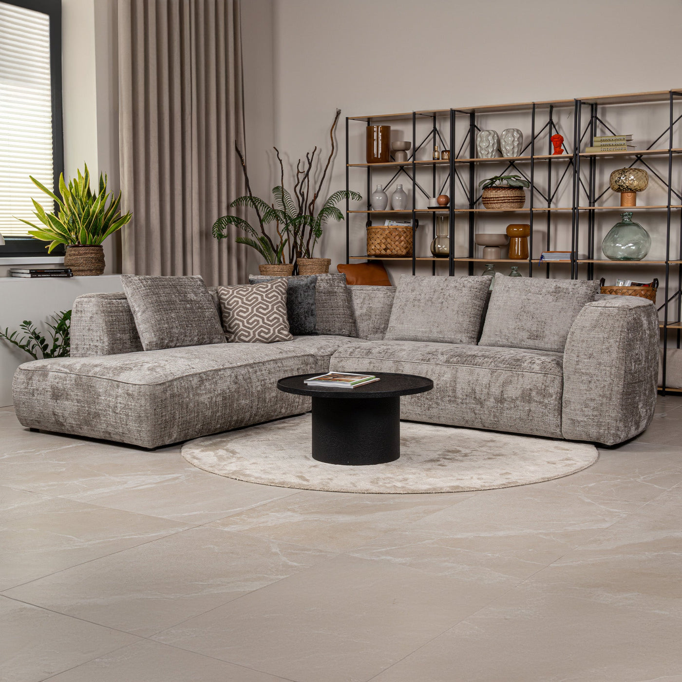 ROSIE Canapé d'angle en tissu gris - Angle gauche - Canapés d'angle - Mobilier Deco