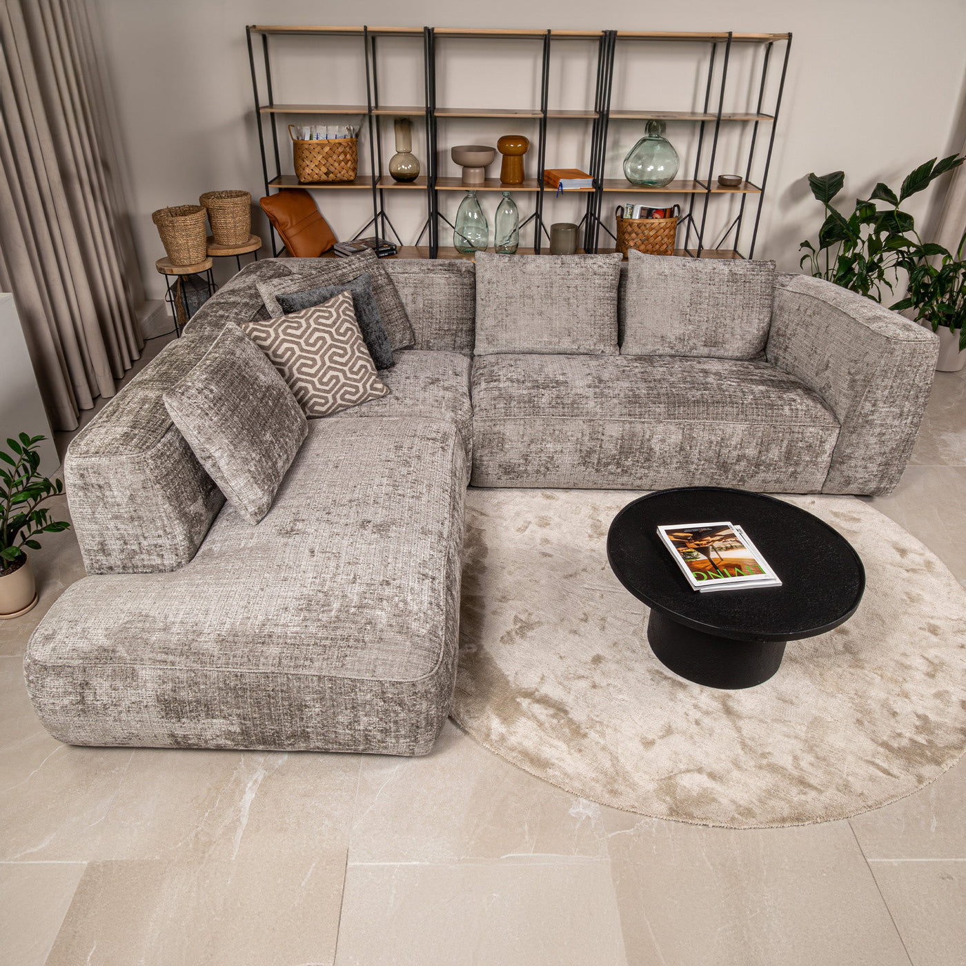 ROSIE Canapé d'angle en tissu gris - Angle gauche - Canapés d'angle - Mobilier Deco