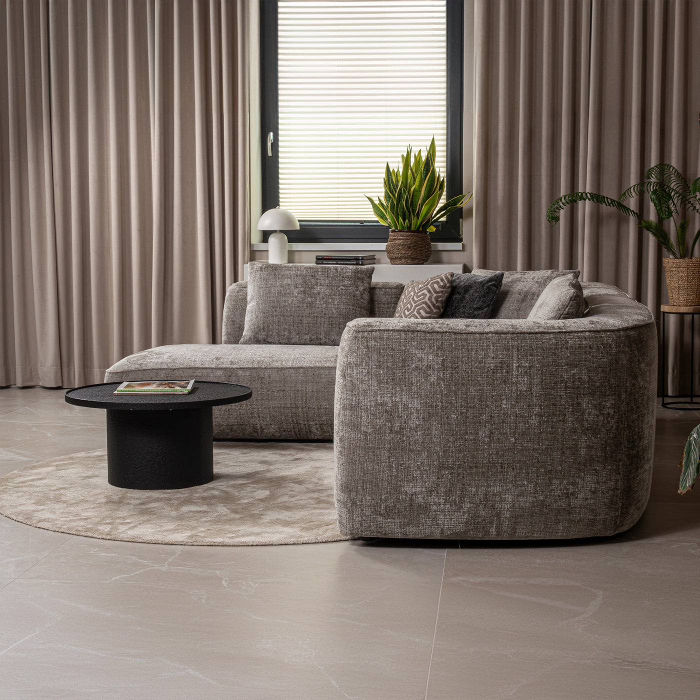 ROSIE Canapé d'angle en tissu gris - Angle gauche - Canapés d'angle - Mobilier Deco