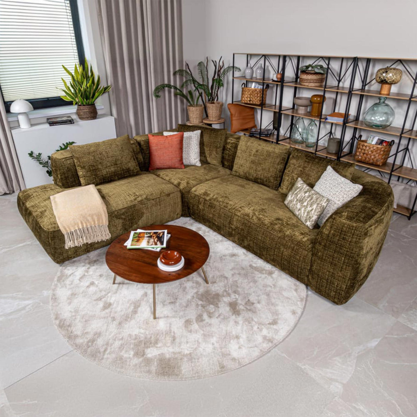 ROSIE Canapé d'angle en tissu vert - Angle gauche - Canapés d'angle - Mobilier Deco