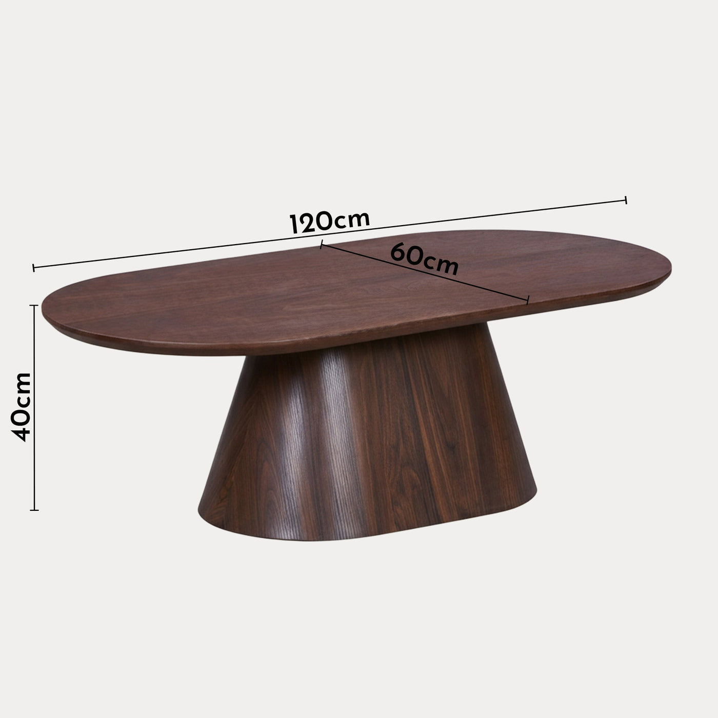 ROXY Table basse ovale couleur bois foncé 120 cm - Table basse - Mobilier Deco