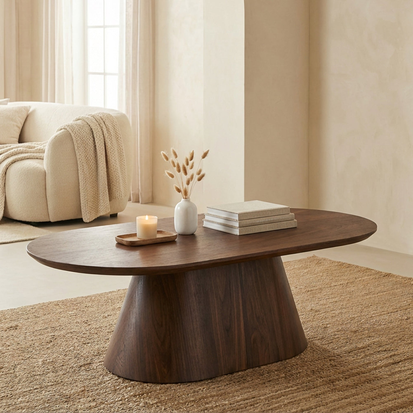 ROXY Table basse ovale couleur bois foncé 120 cm - Table basse - Mobilier Deco