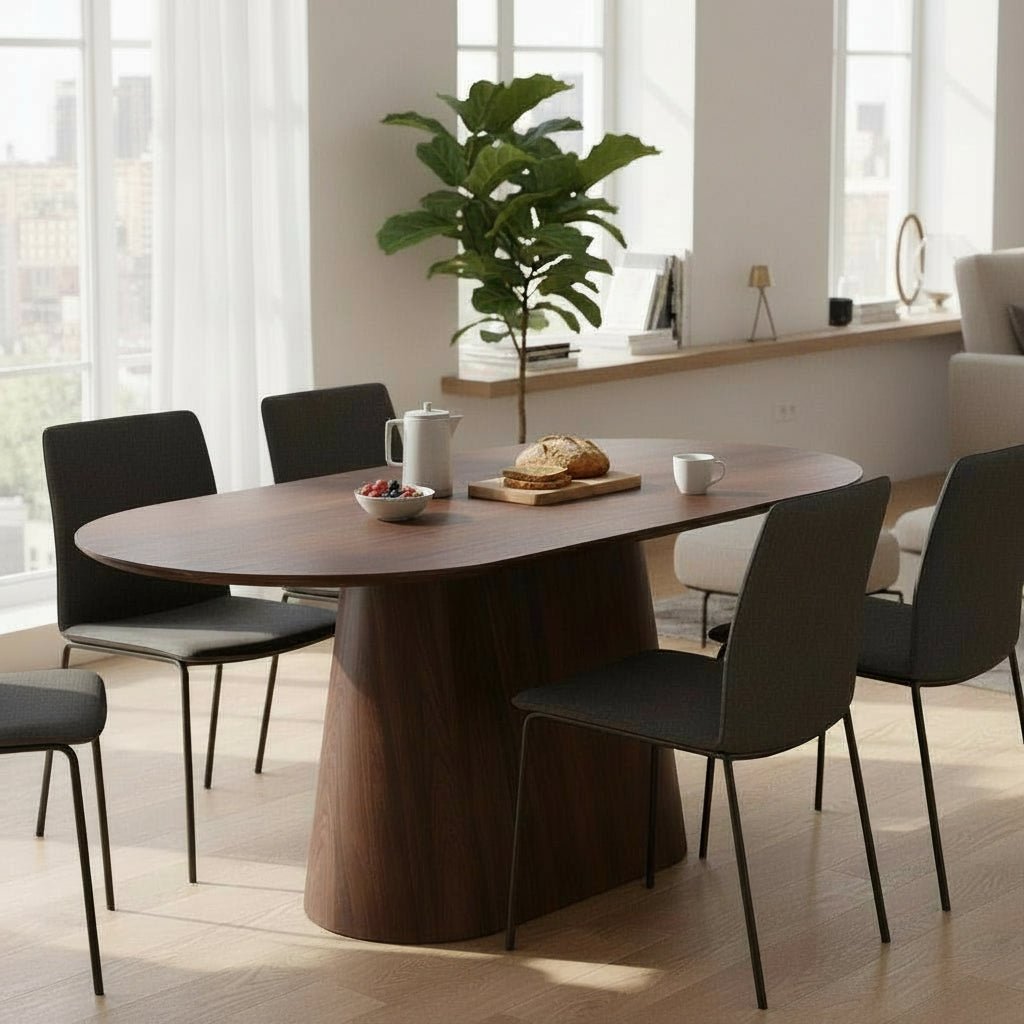 ROXY XL Table à manger ovale couleur bois foncé 180 cm - Table à manger - Mobilier Deco