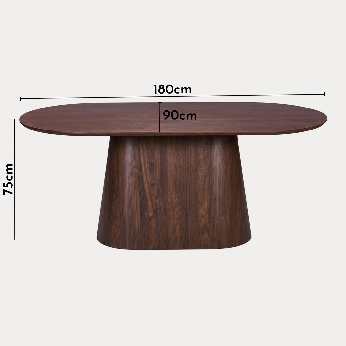 ROXY XL Table à manger ovale couleur bois foncé 180 cm - Table à manger - Mobilier Deco