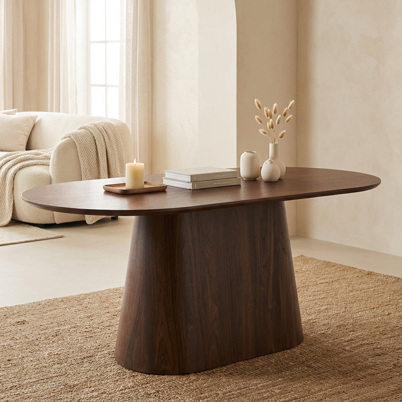 ROXY XL Table à manger ovale couleur bois foncé 180 cm - Table à manger - Mobilier Deco