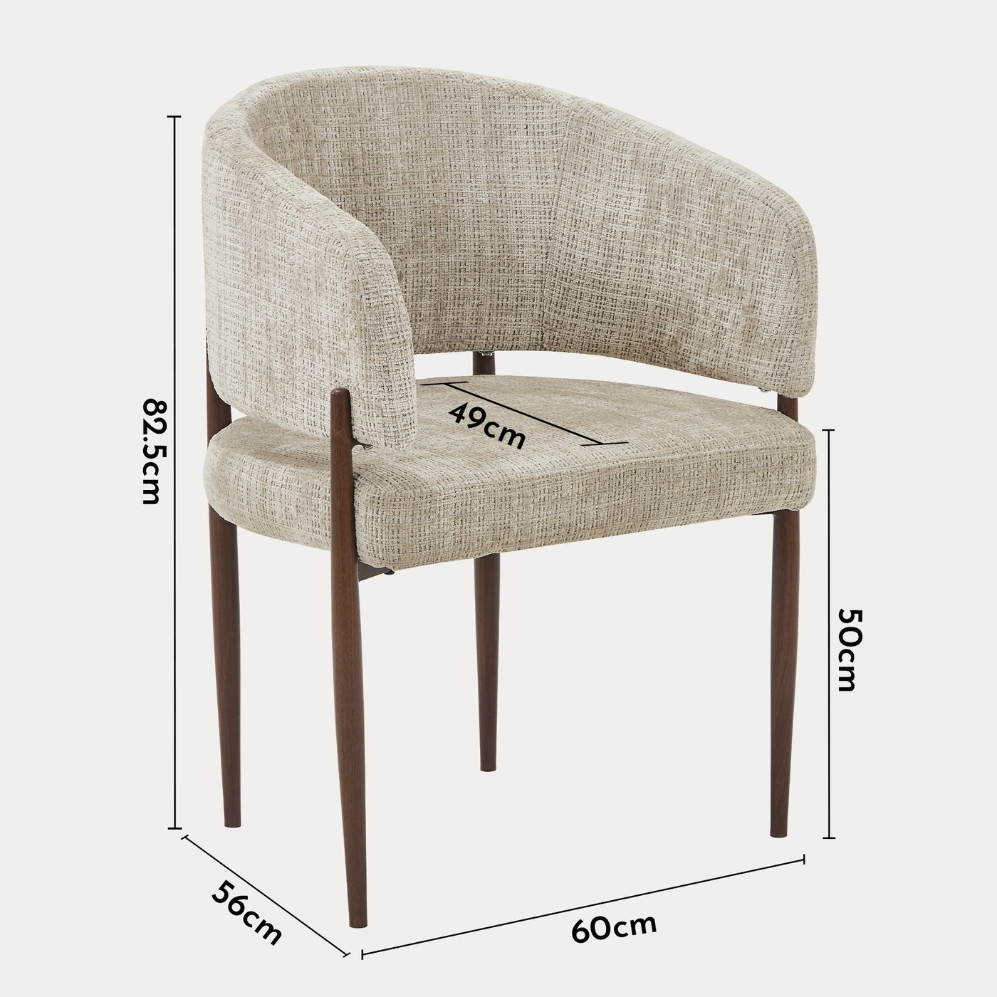 RUMA Lot de 2 chaises en tissu beige foncé pieds couleur bois - Chaise de repas - Mobilier Deco