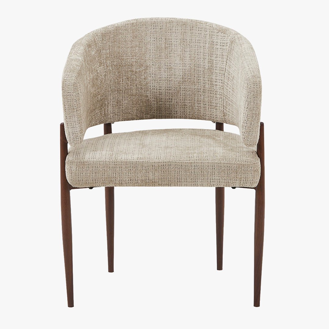 RUMA Lot de 2 chaises en tissu beige foncé pieds couleur bois - Chaise de repas - Mobilier Deco