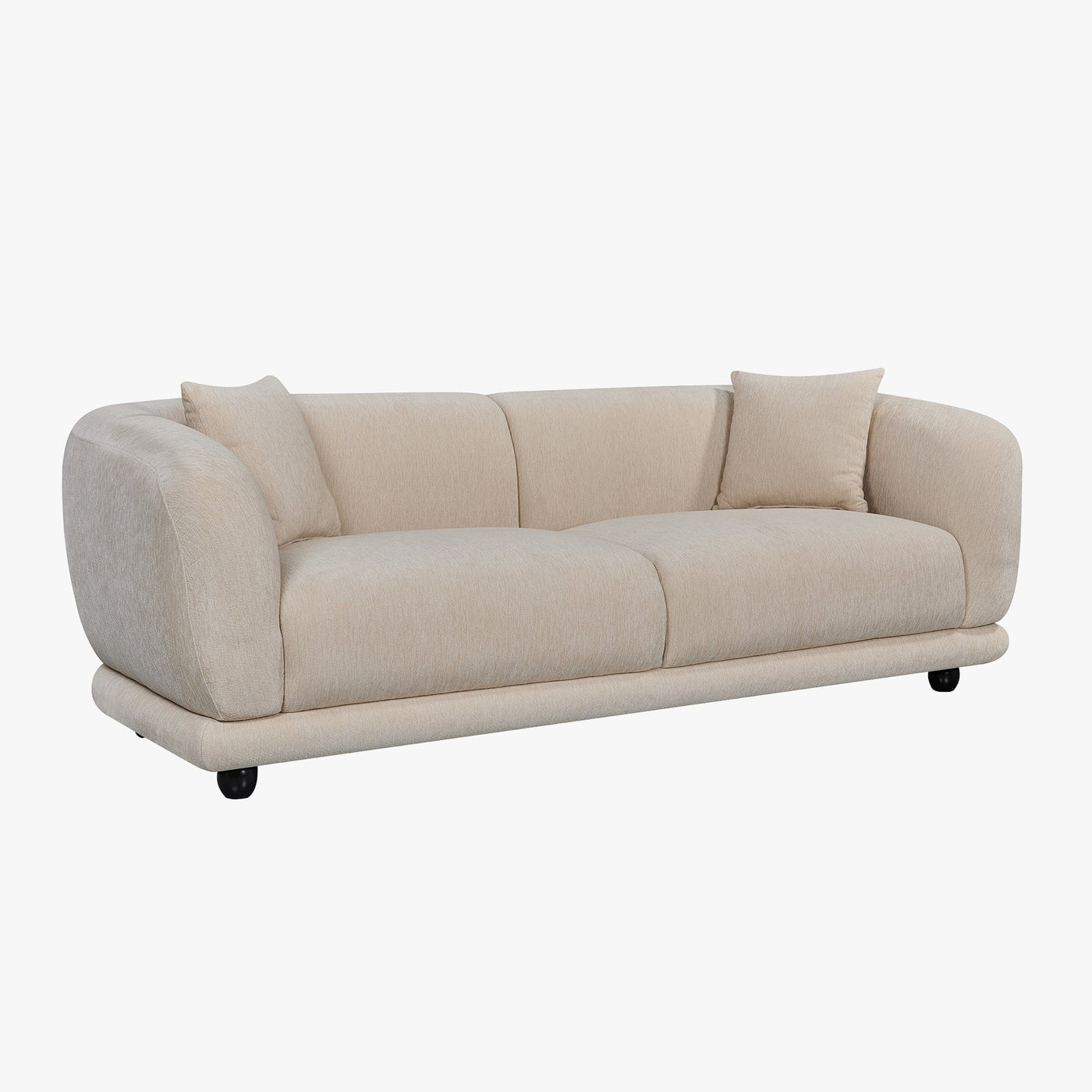 RUMY Canapé 3 places en tissu beige - Canapés fixes - Mobilier Deco