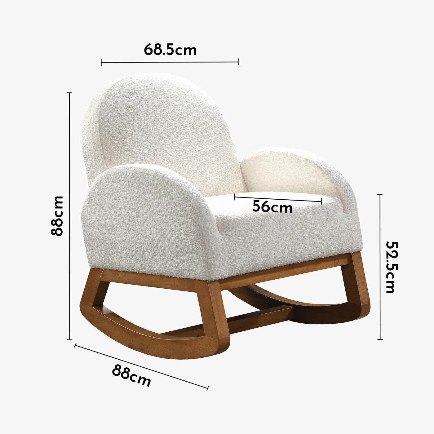 RUSSO Fauteuil à bascule effet peau de mouton blanc et bois clair - Fauteuils - Mobilier Deco