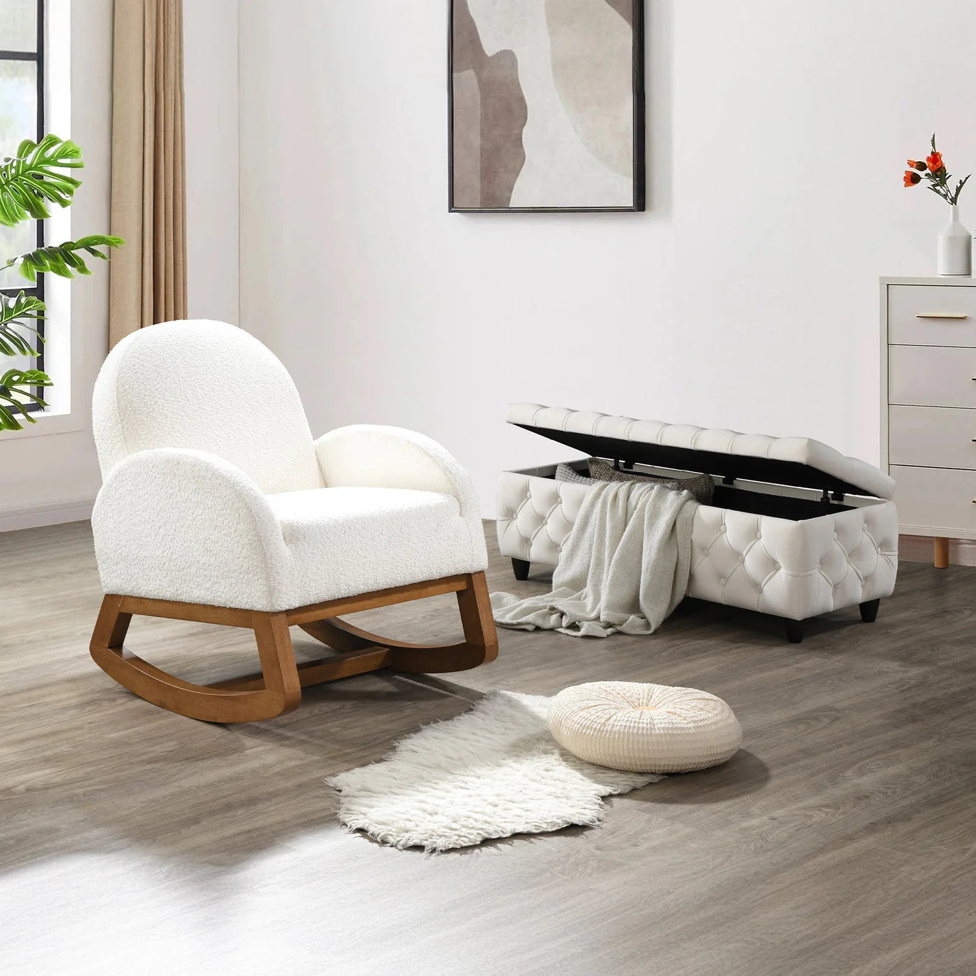 RUSSO – Fauteuils à bascule en tissu bouclette 2 coloris