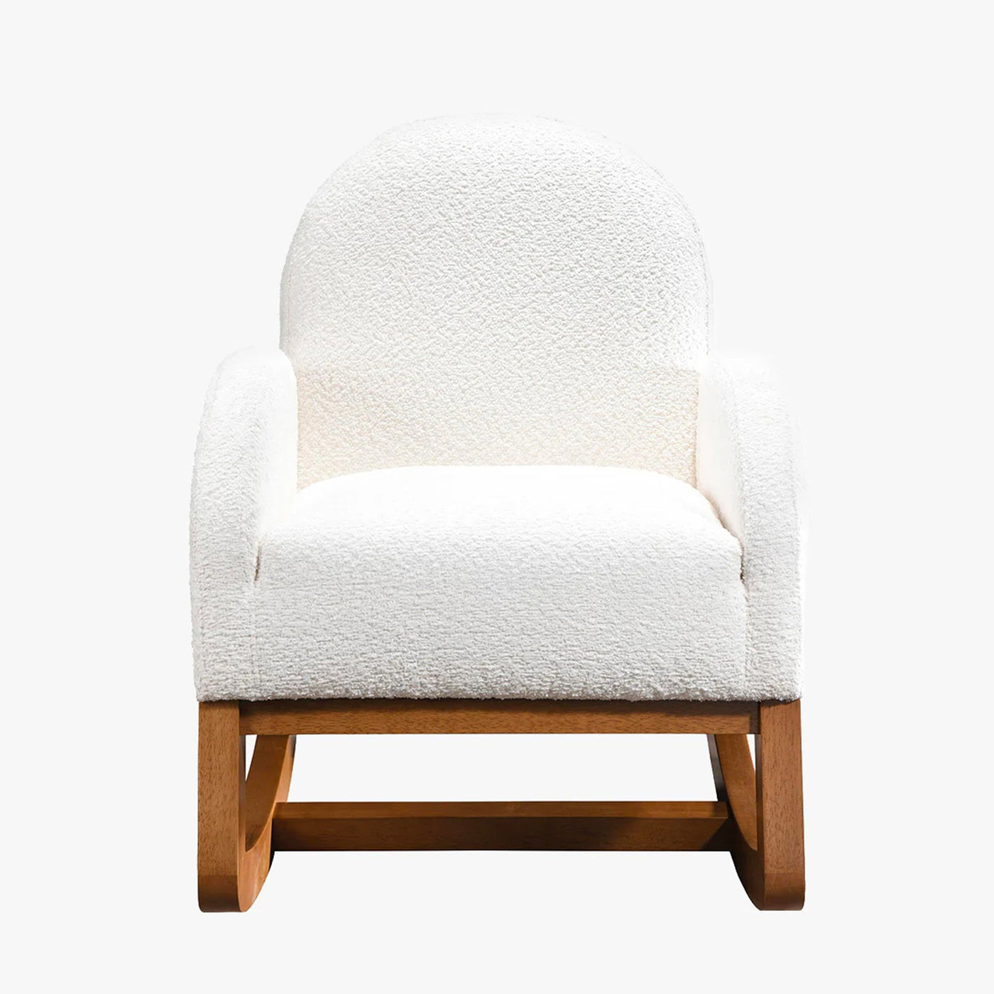 RUSSO Fauteuil à bascule effet peau de mouton blanc et bois clair - Fauteuils - Mobilier Deco