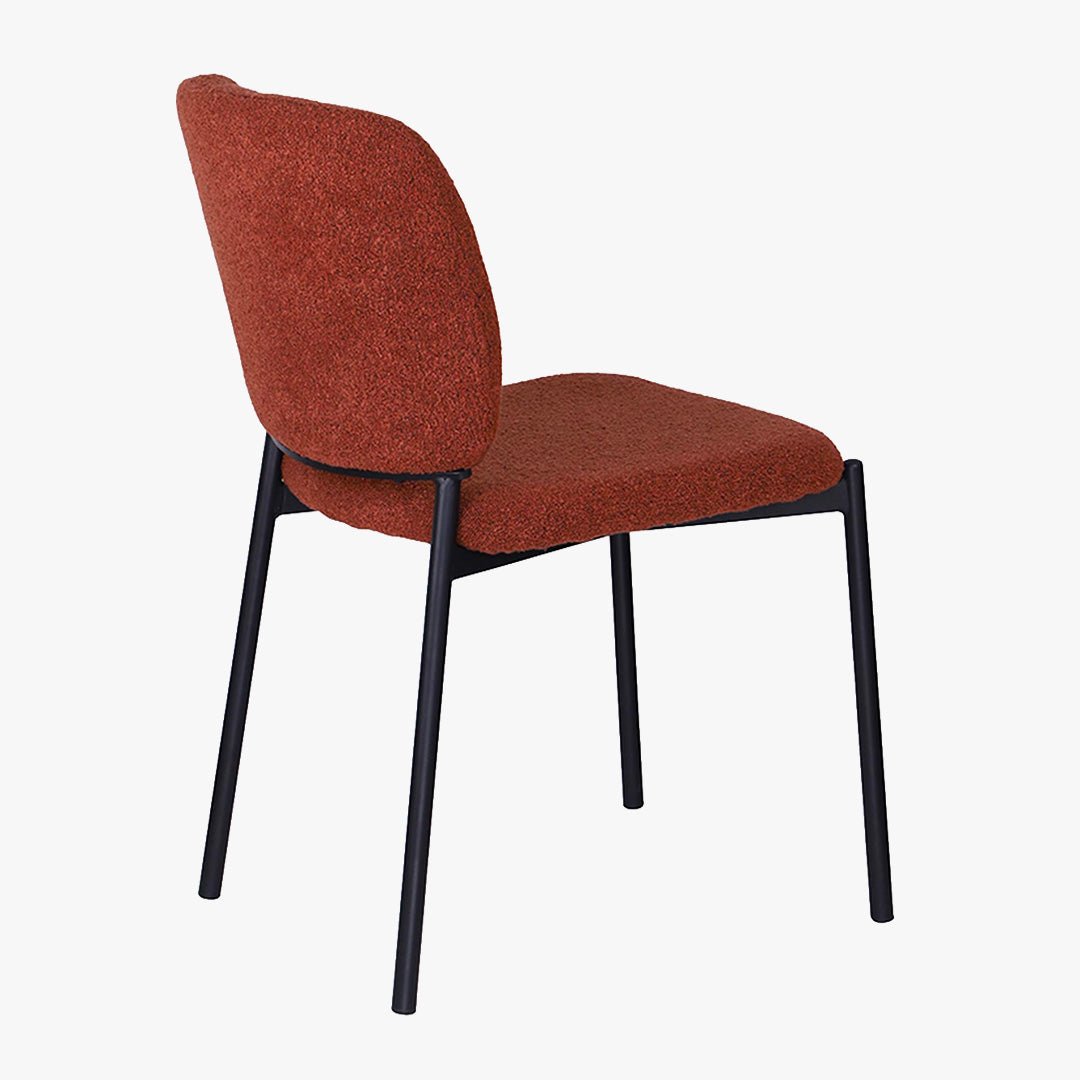 SAFIA Lot de 2 chaises en tissu rouille piètement métal noir - Chaise de repas - Mobilier Deco