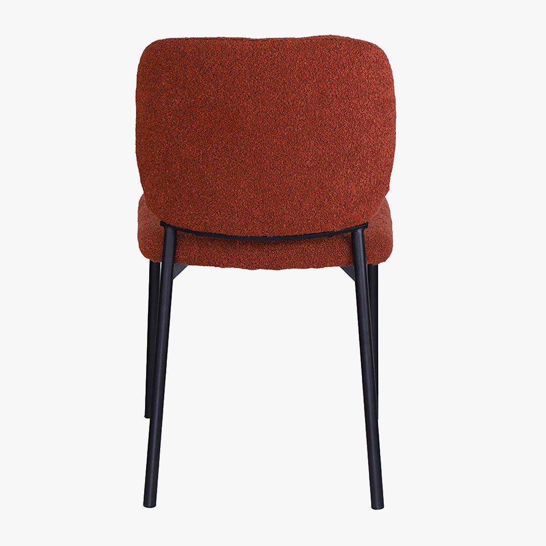 SAFIA Lot de 2 chaises en tissu rouille piètement métal noir - Chaise de repas - Mobilier Deco