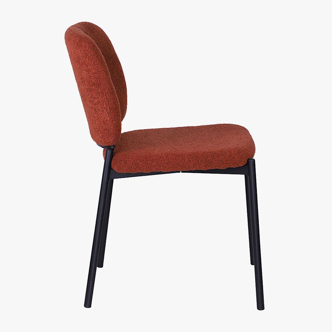 SAFIA Lot de 2 chaises en tissu rouille piètement métal noir - Chaise de repas - Mobilier Deco