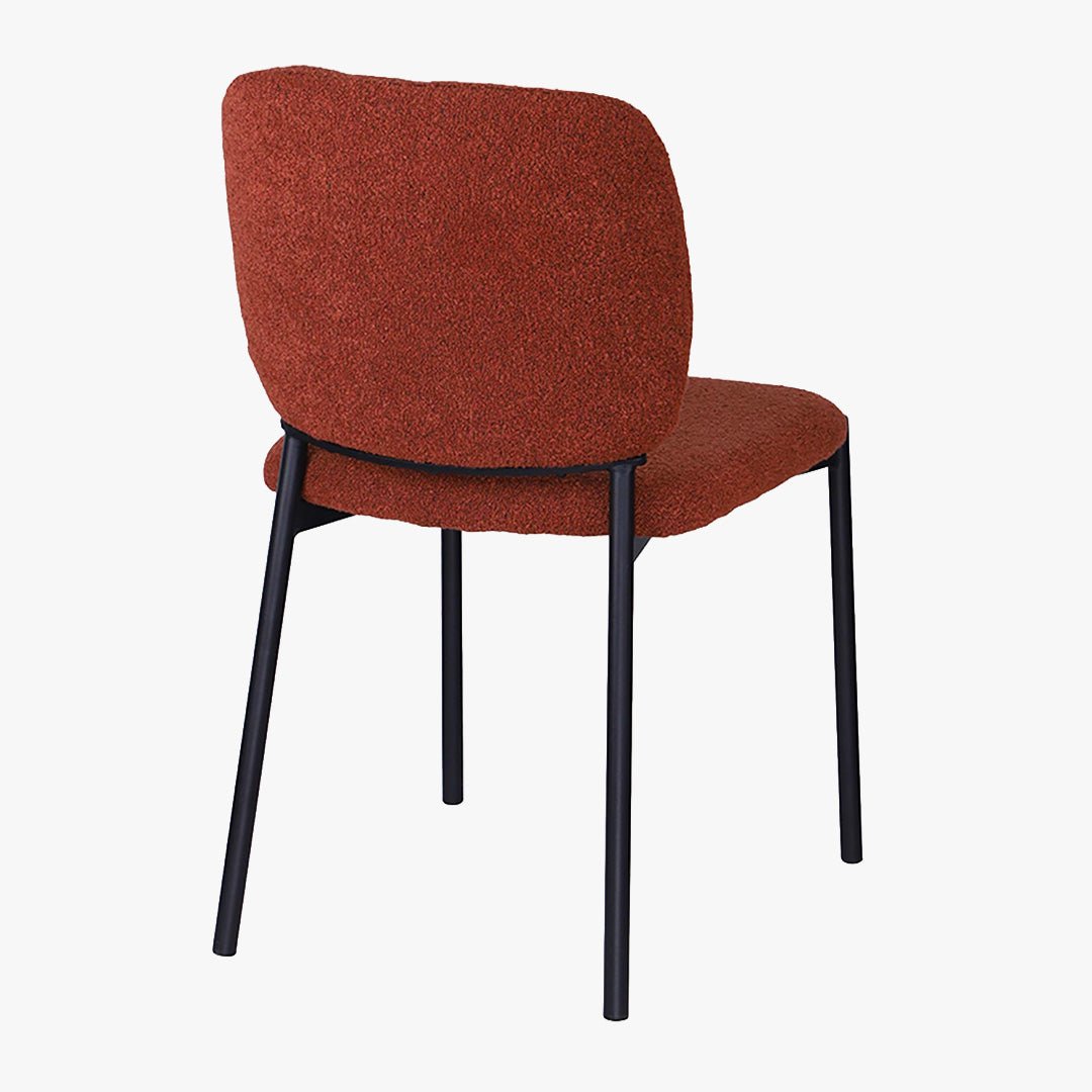 SAFIA Lot de 2 chaises en tissu rouille piètement métal noir - Chaise de repas - Mobilier Deco
