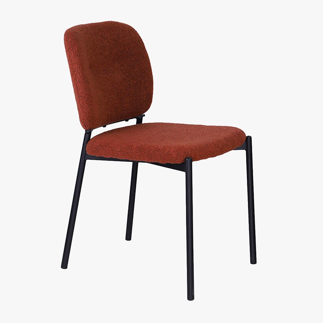 SAFIA Lot de 2 chaises en tissu rouille piètement métal noir - Chaise de repas - Mobilier Deco
