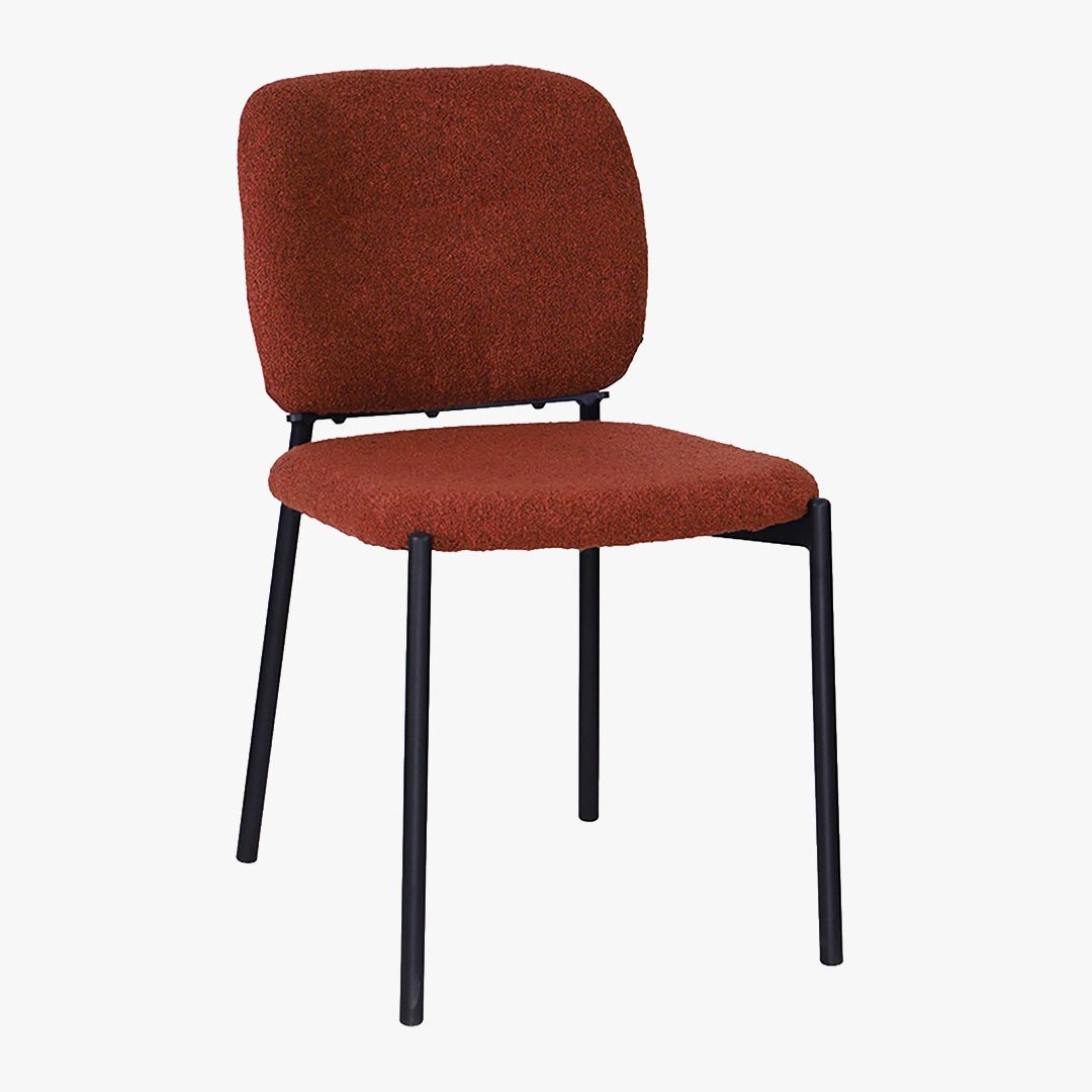 SAFIA Lot de 2 chaises en tissu rouille piètement métal noir - Chaise de repas - Mobilier Deco