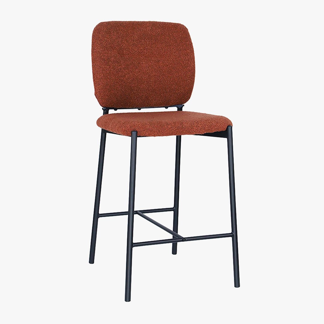 SAFIA Lot de 2 tabourets tissu rouille piètement métal noir - Tabourets - Mobilier Deco