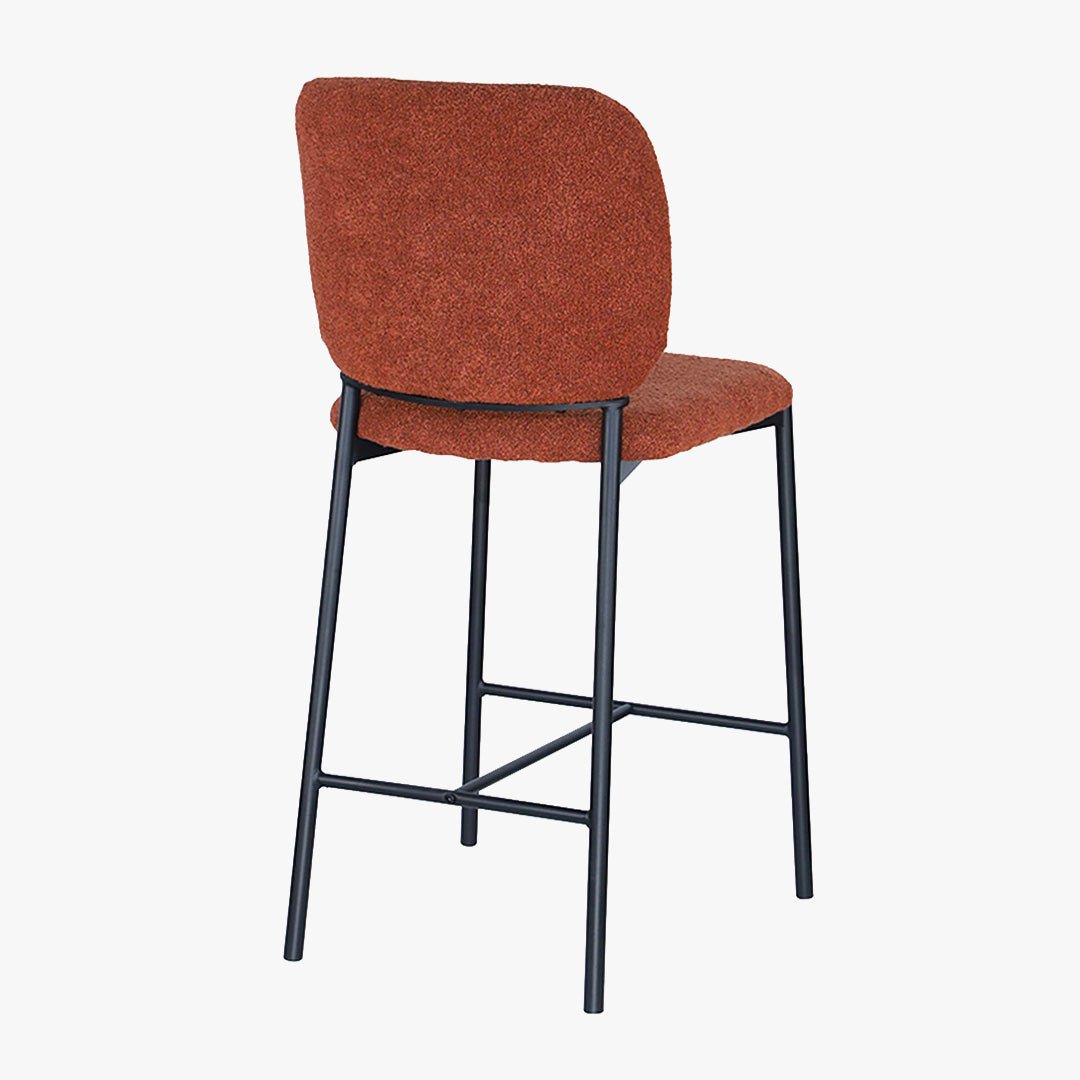 SAFIA Lot de 2 tabourets tissu rouille piètement métal noir - Tabourets - Mobilier Deco
