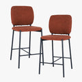 SAFIA Lot de 2 tabourets tissu rouille piètement métal noir