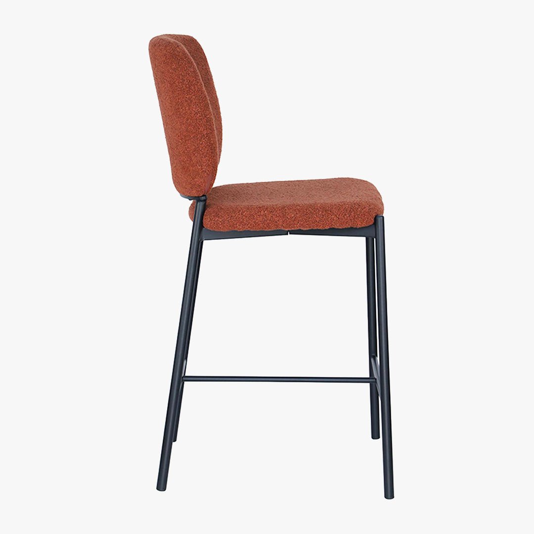 SAFIA Lot de 2 tabourets tissu rouille piètement métal noir - Tabourets - Mobilier Deco