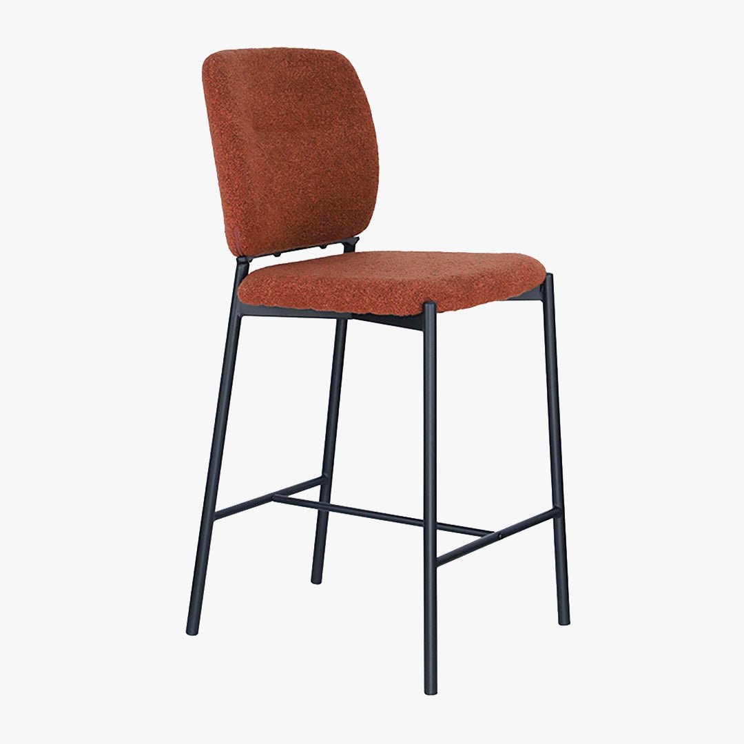 SAFIA Lot de 2 tabourets tissu rouille piètement métal noir - Tabourets - Mobilier Deco