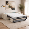 SAMINA Canapé 3 places convertible  en tissu bouclette beige matelas Memory 14 cm